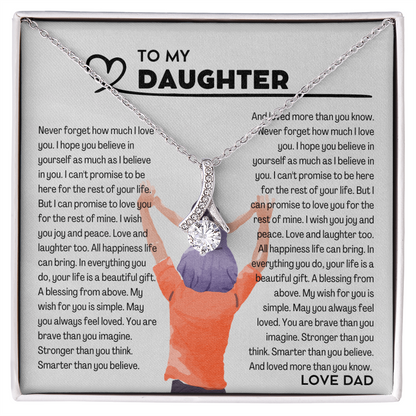 To my Daughter from Dad, Alluring Beauty Yellow and White Gold Necklace with Message card
