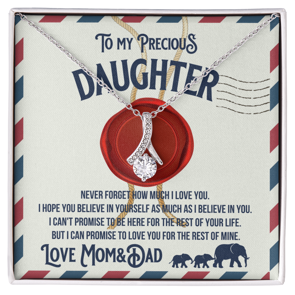 To my precious Daughter, Alluring Beauty Yellow and White Gold Necklace with Message card