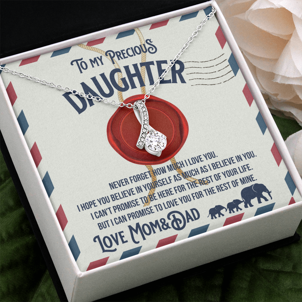 To my precious Daughter, Alluring Beauty Yellow and White Gold Necklace with Message card