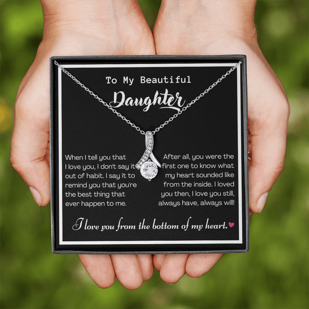 To my Beautiful Daughter, Alluring Beauty Yellow and White Gold Necklace with Message card
