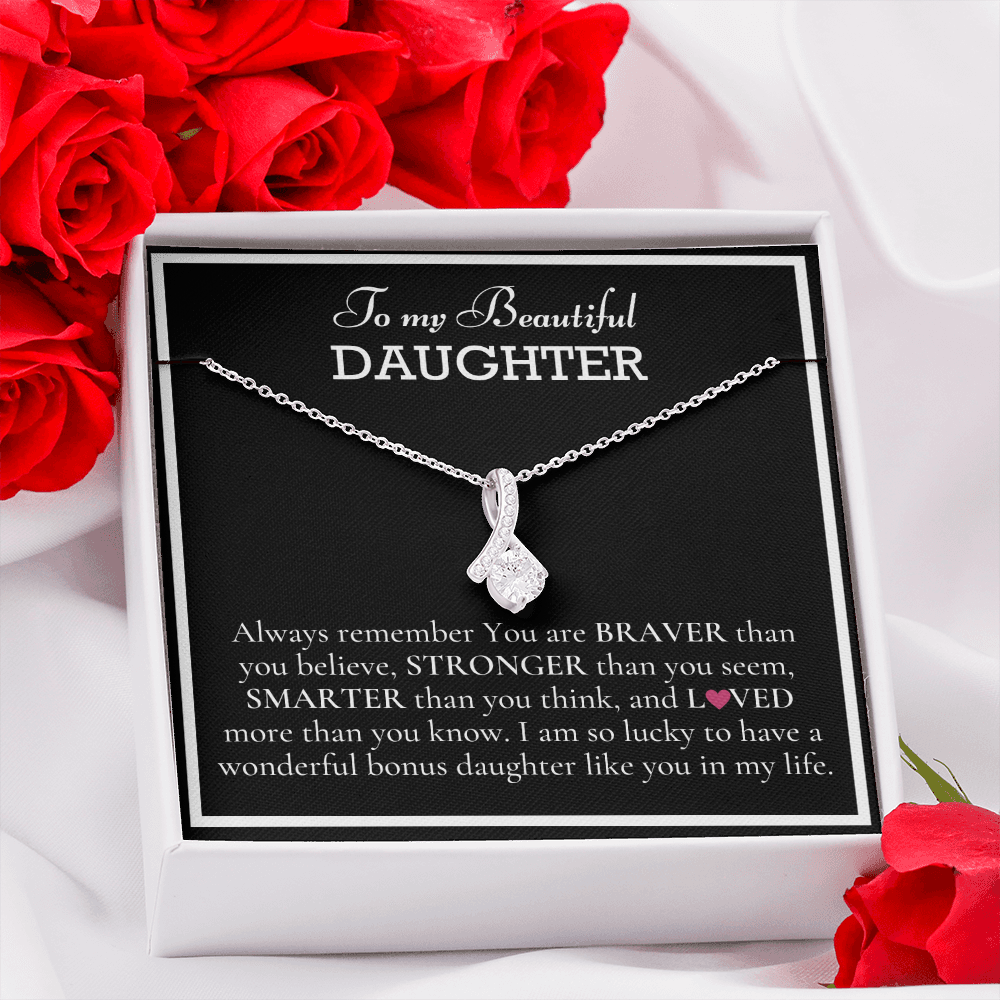 To my Beautiful Daughter, Alluring Beauty Yellow and White Gold Necklace with a Message card