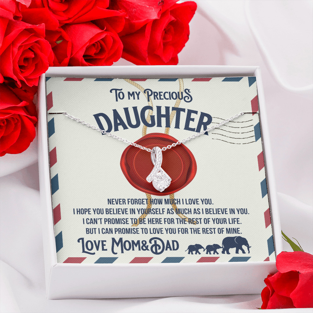 To my precious Daughter, Alluring Beauty Yellow and White Gold Necklace with Message card