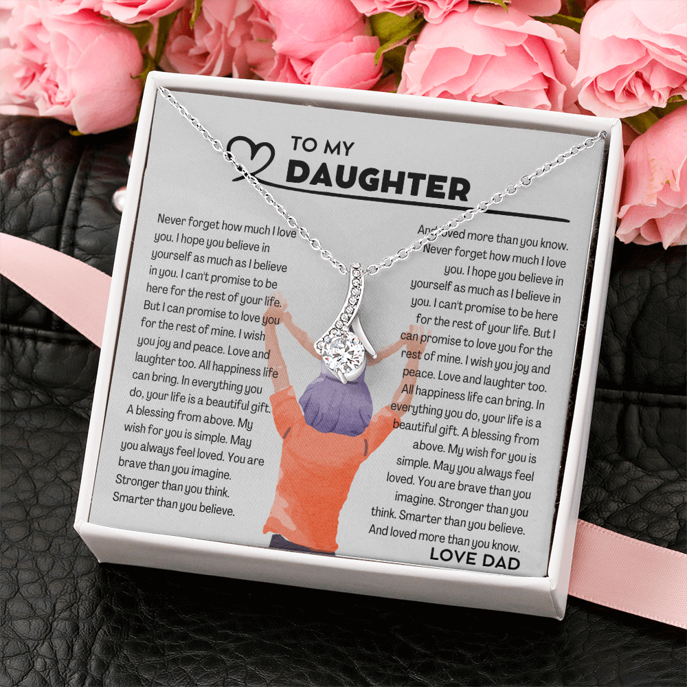 To my Daughter from Dad, Alluring Beauty Yellow and White Gold Necklace with Message card