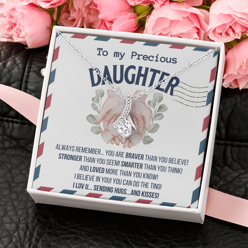 To my Precious Daughter, Alluring Beauty Yellow and White Gold Necklace with Message card
