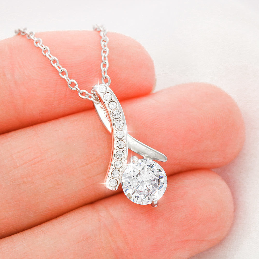 Alluring Beauty Yellow and White Gold Mother and Daughter Necklace with Message card