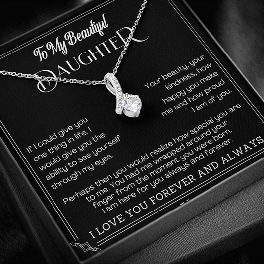 Alluring Beauty Yellow and White Gold Necklace for Daughter with Message card
