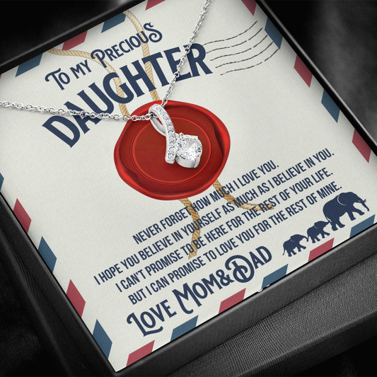 To my precious Daughter, Alluring Beauty Yellow and White Gold Necklace with Message card