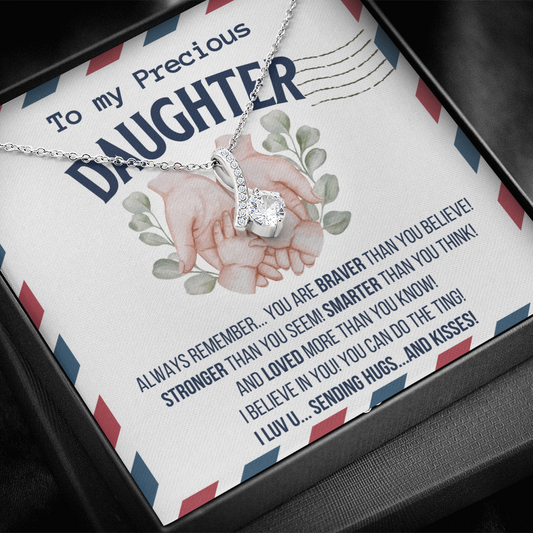 To my Precious Daughter, Alluring Beauty Yellow and White Gold Necklace with Message card