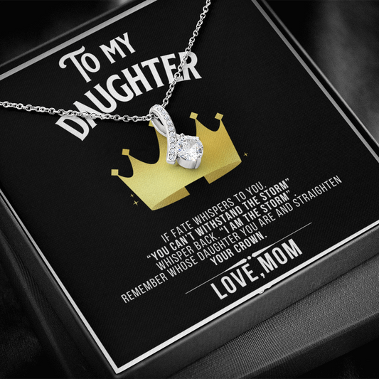 Alluring Beauty To my Daughter Yellow and White Gold Necklace with Message card