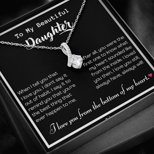To my Beautiful Daughter, Alluring Beauty Yellow and White Gold Necklace with Message card