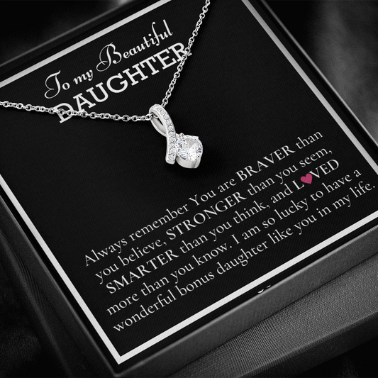 To my Beautiful Daughter, Alluring Beauty Yellow and White Gold Necklace with a Message card