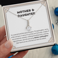 Alluring Beauty Yellow and White Gold Mother and Daughter Necklace with Message card