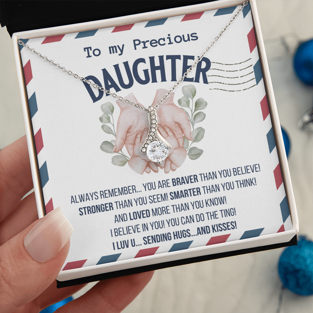 To my Precious Daughter, Alluring Beauty Yellow and White Gold Necklace with Message card