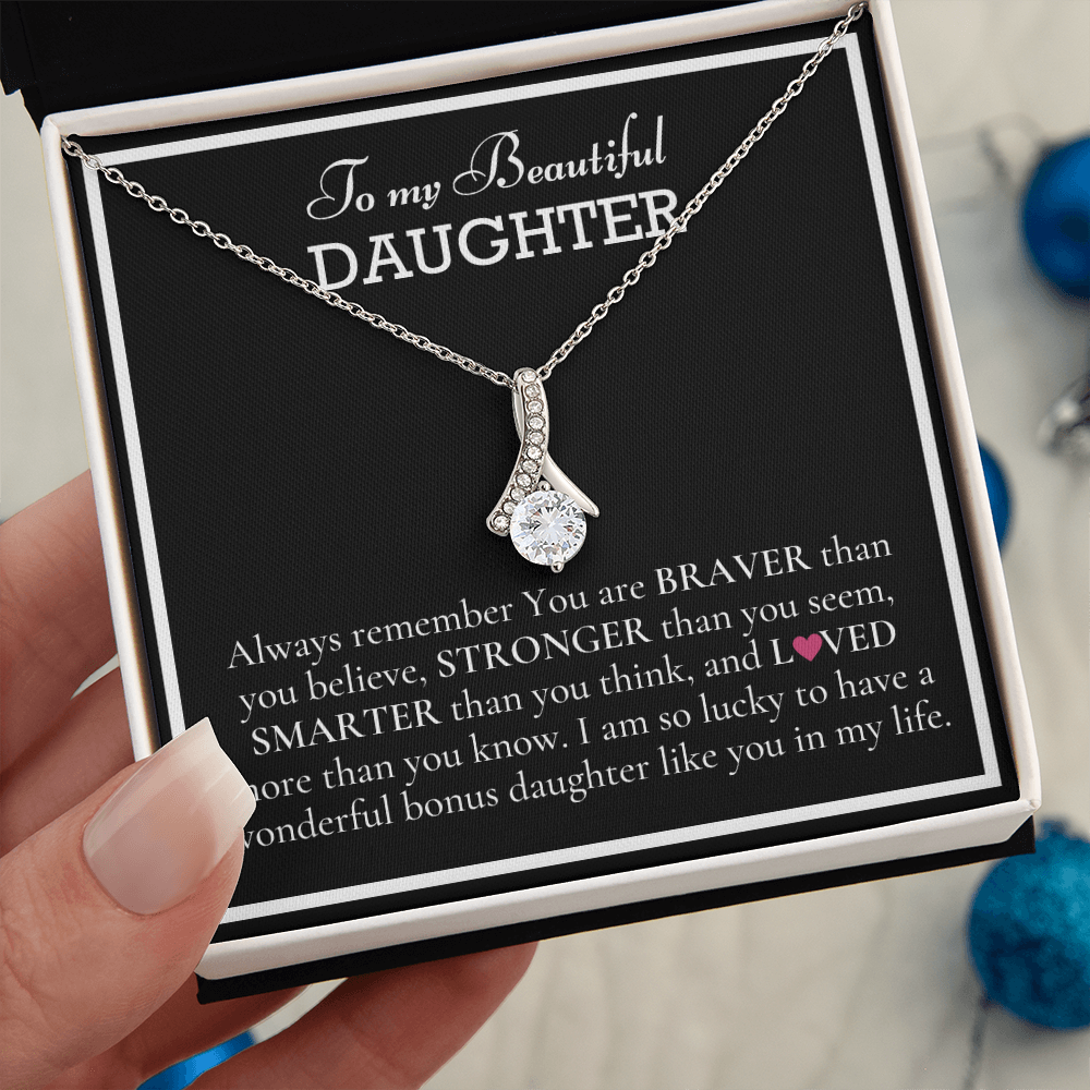 To my Beautiful Daughter, Alluring Beauty Yellow and White Gold Necklace with a Message card