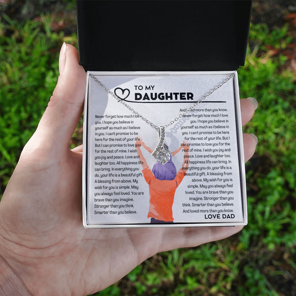 To my Daughter from Dad, Alluring Beauty Yellow and White Gold Necklace with Message card