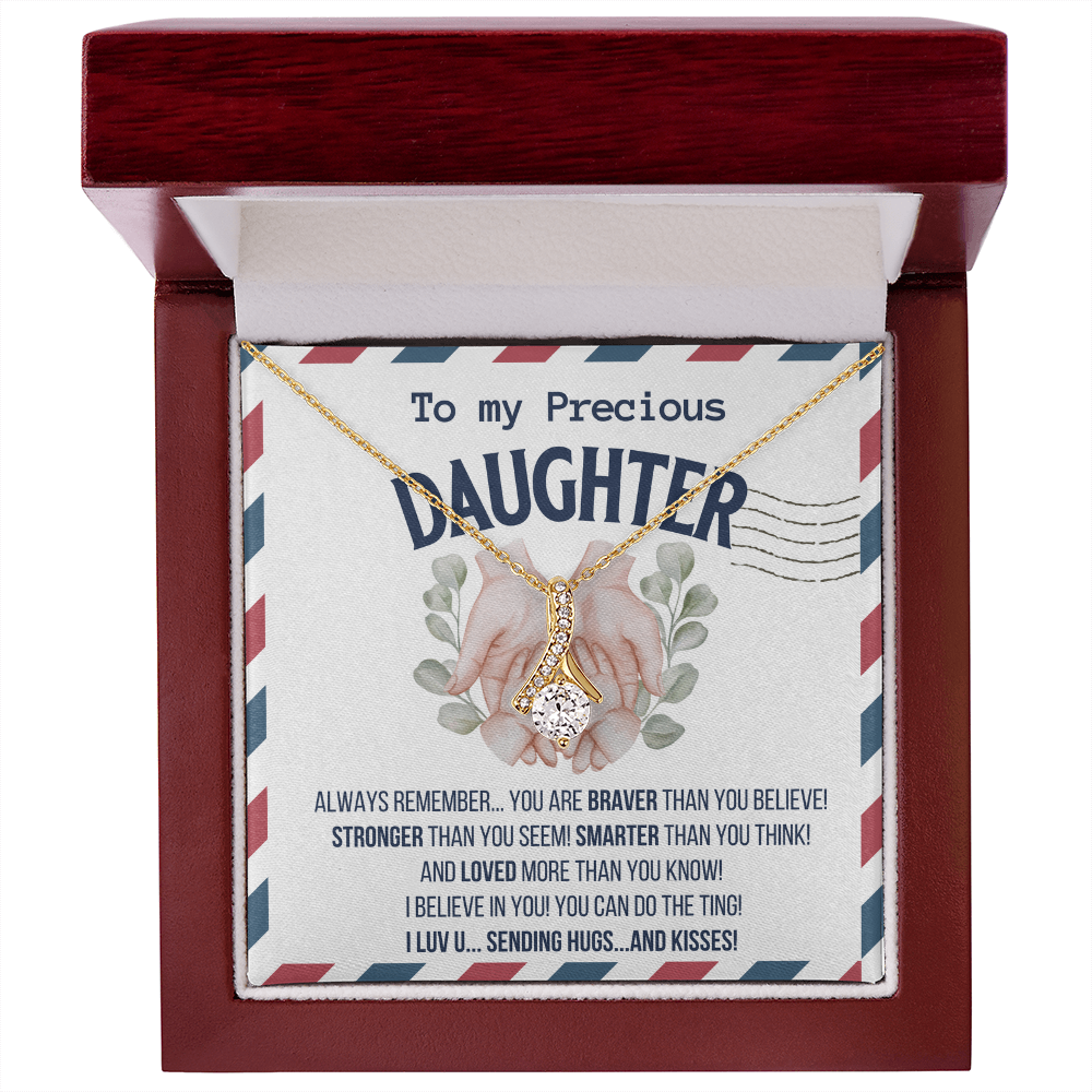 To my Precious Daughter, Alluring Beauty Yellow and White Gold Necklace with Message card