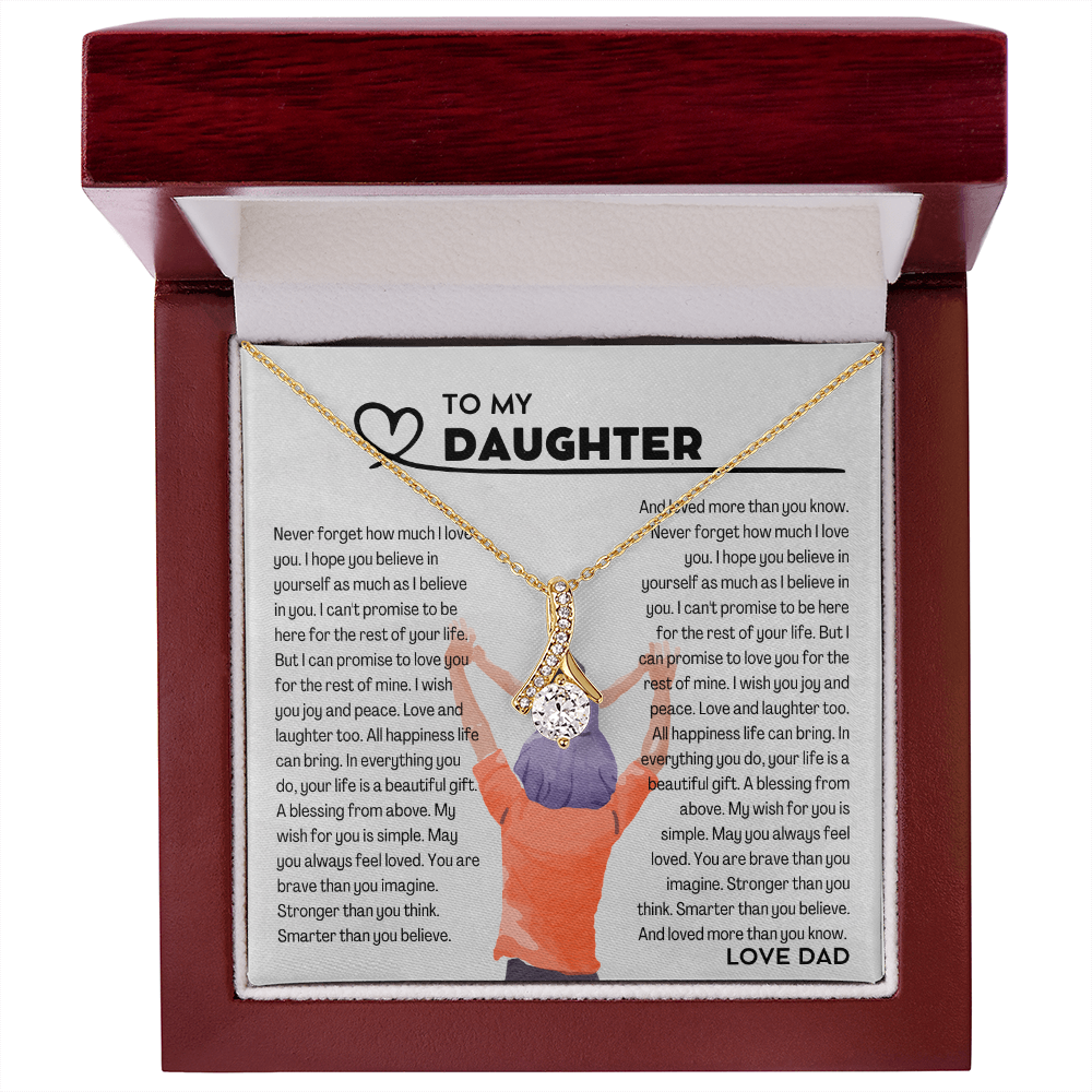 To my Daughter from Dad, Alluring Beauty Yellow and White Gold Necklace with Message card