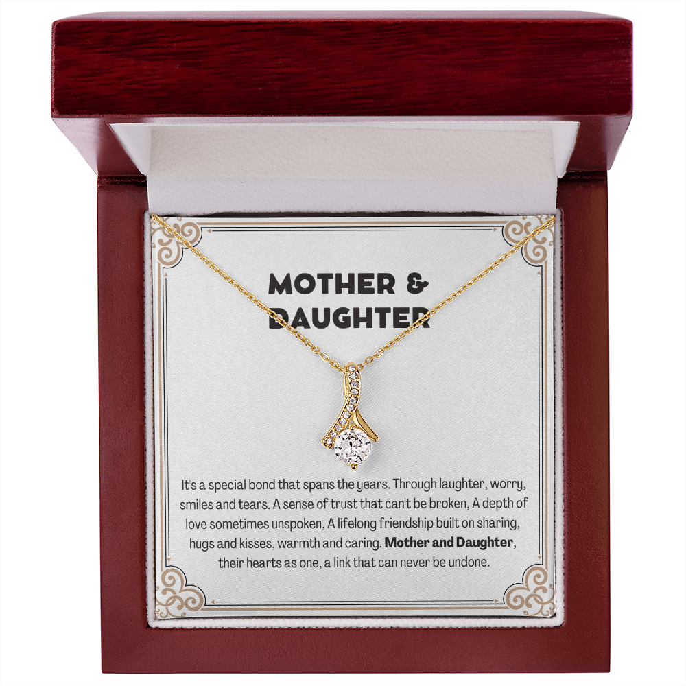 Alluring Beauty Yellow and White Gold Mother and Daughter Necklace with Message card