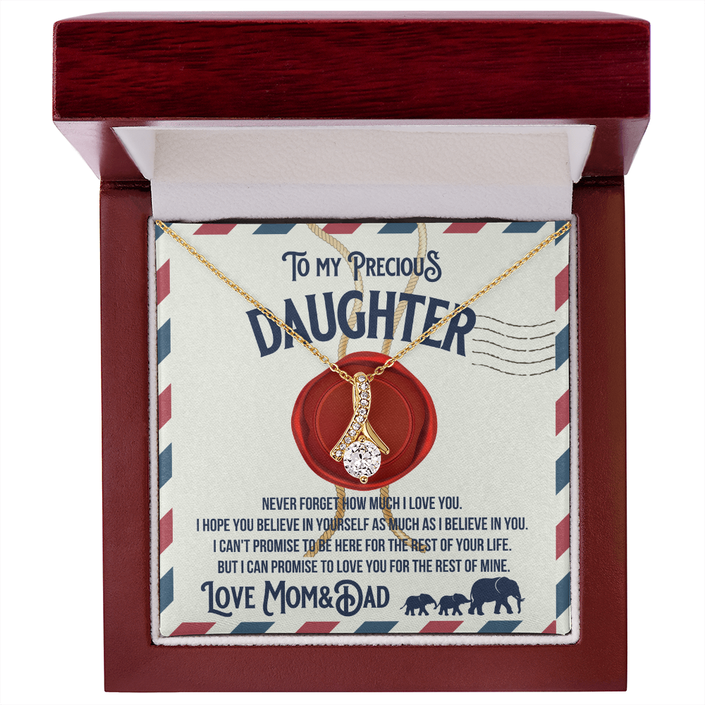 To my precious Daughter, Alluring Beauty Yellow and White Gold Necklace with Message card