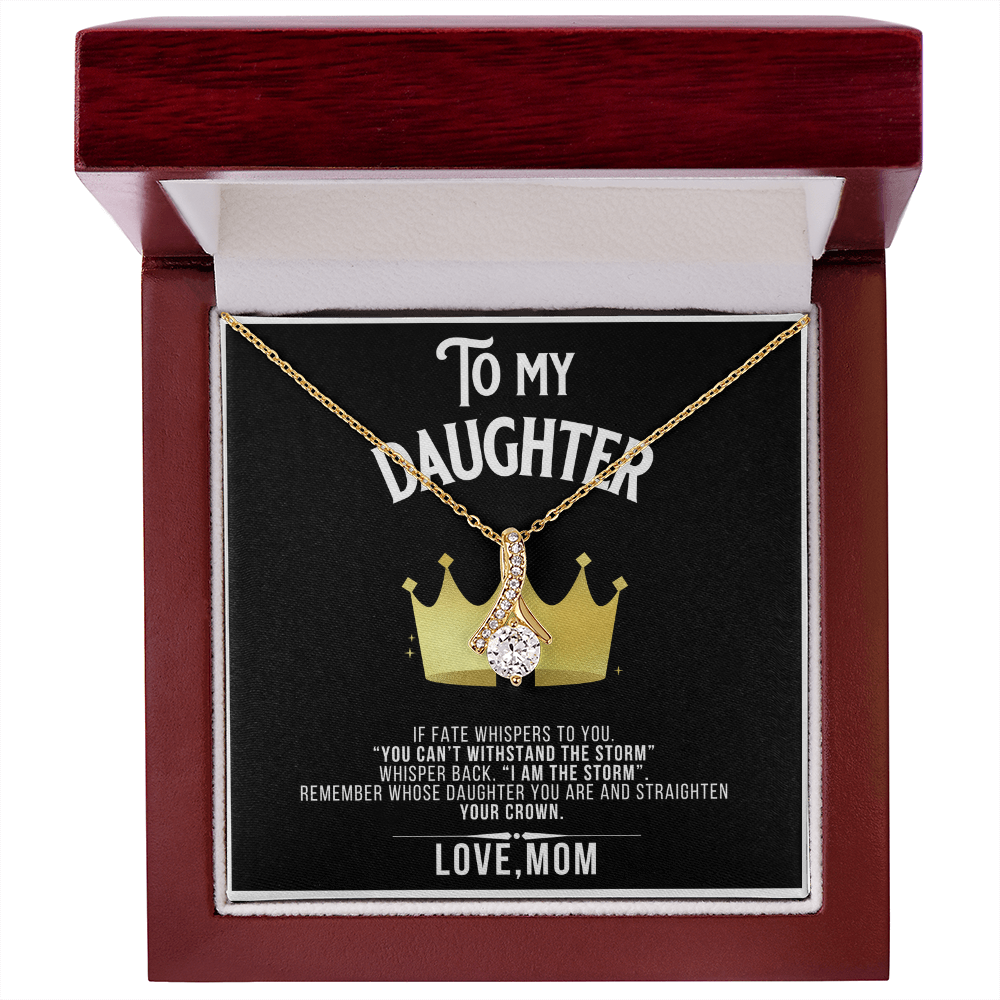 Alluring Beauty To my Daughter Yellow and White Gold Necklace with Message card