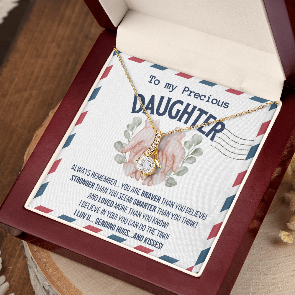 To my Precious Daughter, Alluring Beauty Yellow and White Gold Necklace with Message card
