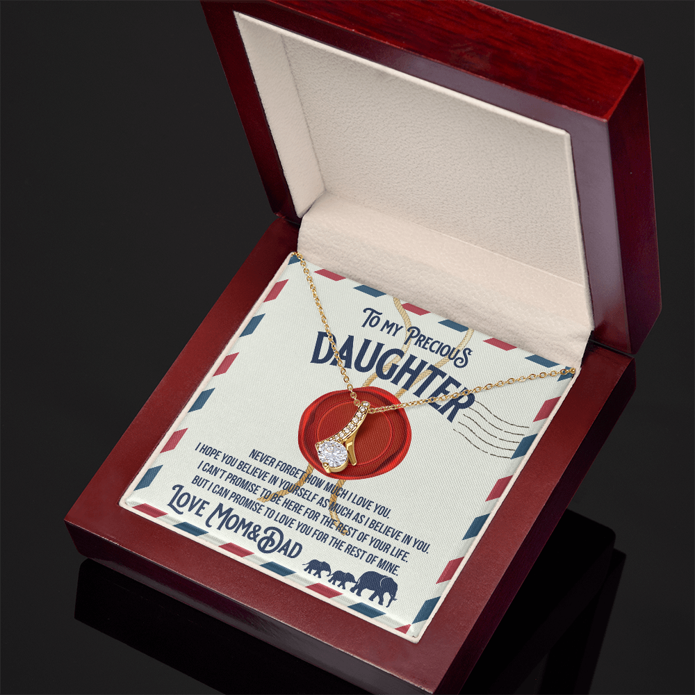 To my precious Daughter, Alluring Beauty Yellow and White Gold Necklace with Message card