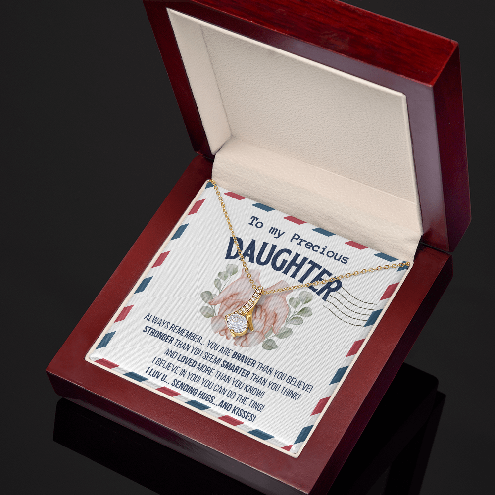 To my Precious Daughter, Alluring Beauty Yellow and White Gold Necklace with Message card