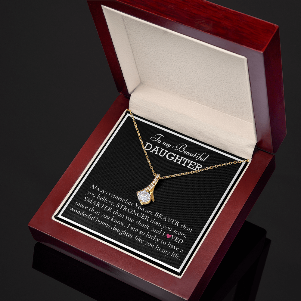 To my Beautiful Daughter, Alluring Beauty Yellow and White Gold Necklace with a Message card