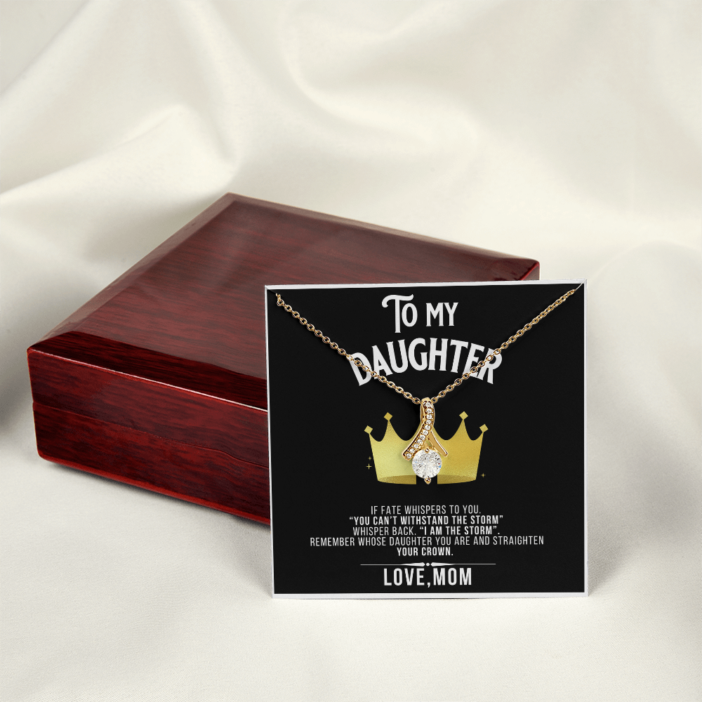 Alluring Beauty To my Daughter Yellow and White Gold Necklace with Message card