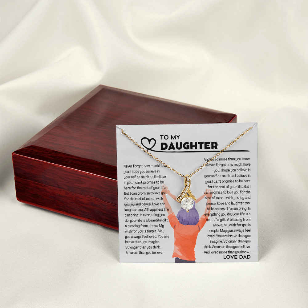 To my Daughter from Dad, Alluring Beauty Yellow and White Gold Necklace with Message card