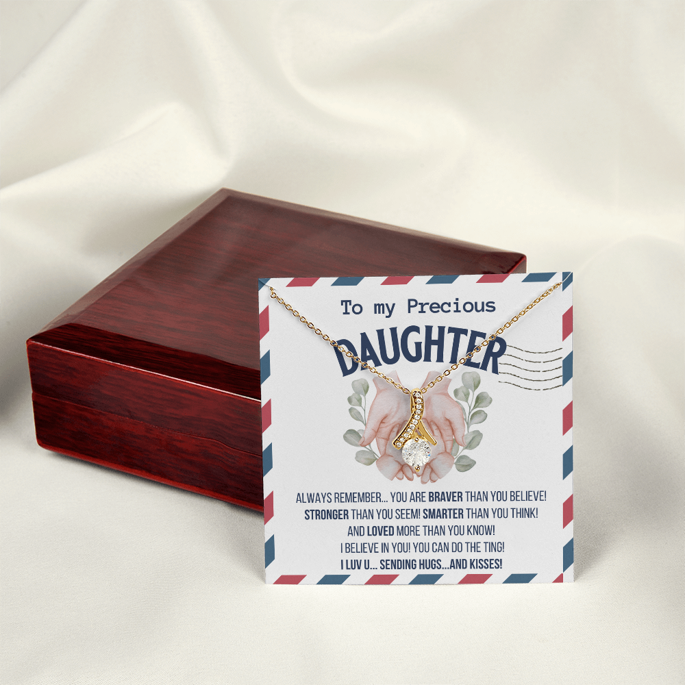 To my Precious Daughter, Alluring Beauty Yellow and White Gold Necklace with Message card