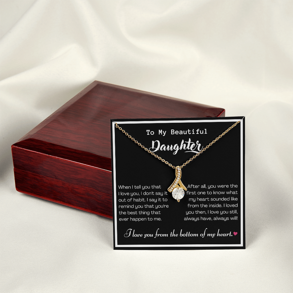 To my Beautiful Daughter, Alluring Beauty Yellow and White Gold Necklace with Message card