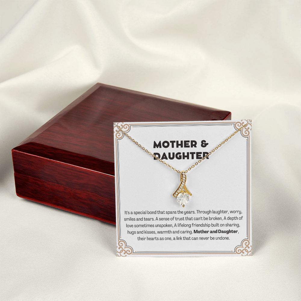 Alluring Beauty Yellow and White Gold Mother and Daughter Necklace with Message card