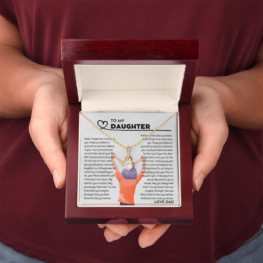To my Daughter from Dad, Alluring Beauty Yellow and White Gold Necklace with Message card