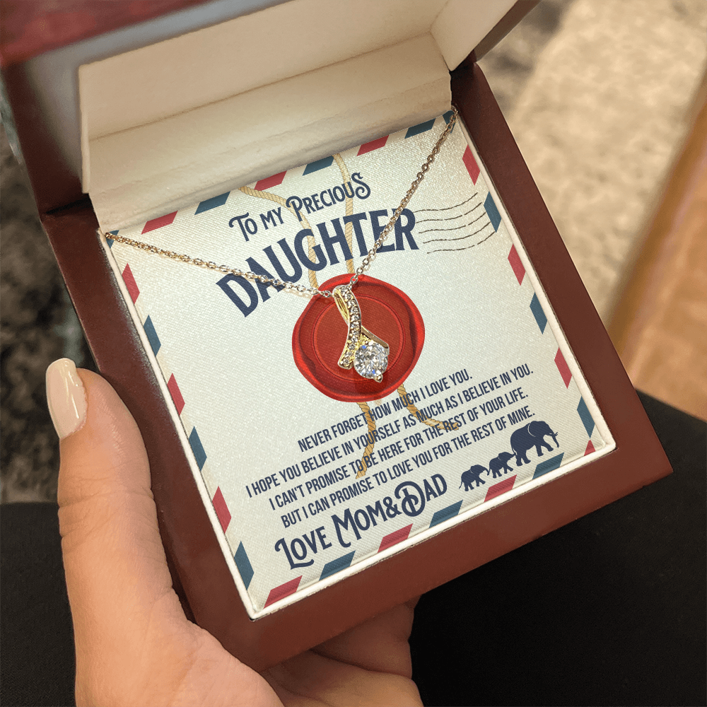 To my precious Daughter, Alluring Beauty Yellow and White Gold Necklace with Message card