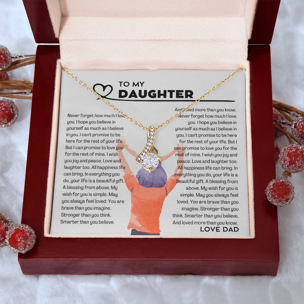 To my Daughter from Dad, Alluring Beauty Yellow and White Gold Necklace with Message card