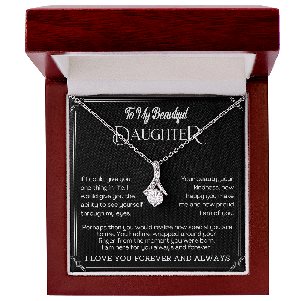 Alluring Beauty Yellow and White Gold Necklace for Daughter with Message card