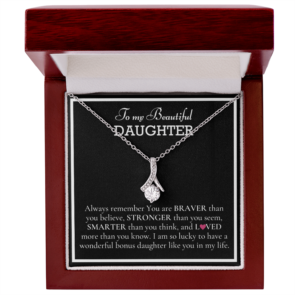 To my Beautiful Daughter, Alluring Beauty Yellow and White Gold Necklace with a Message card