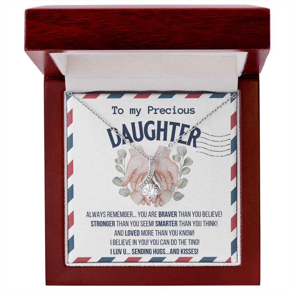 To my Precious Daughter, Alluring Beauty Yellow and White Gold Necklace with Message card