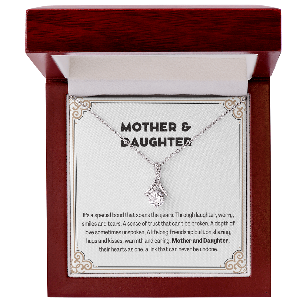 Alluring Beauty Yellow and White Gold Mother and Daughter Necklace with Message card