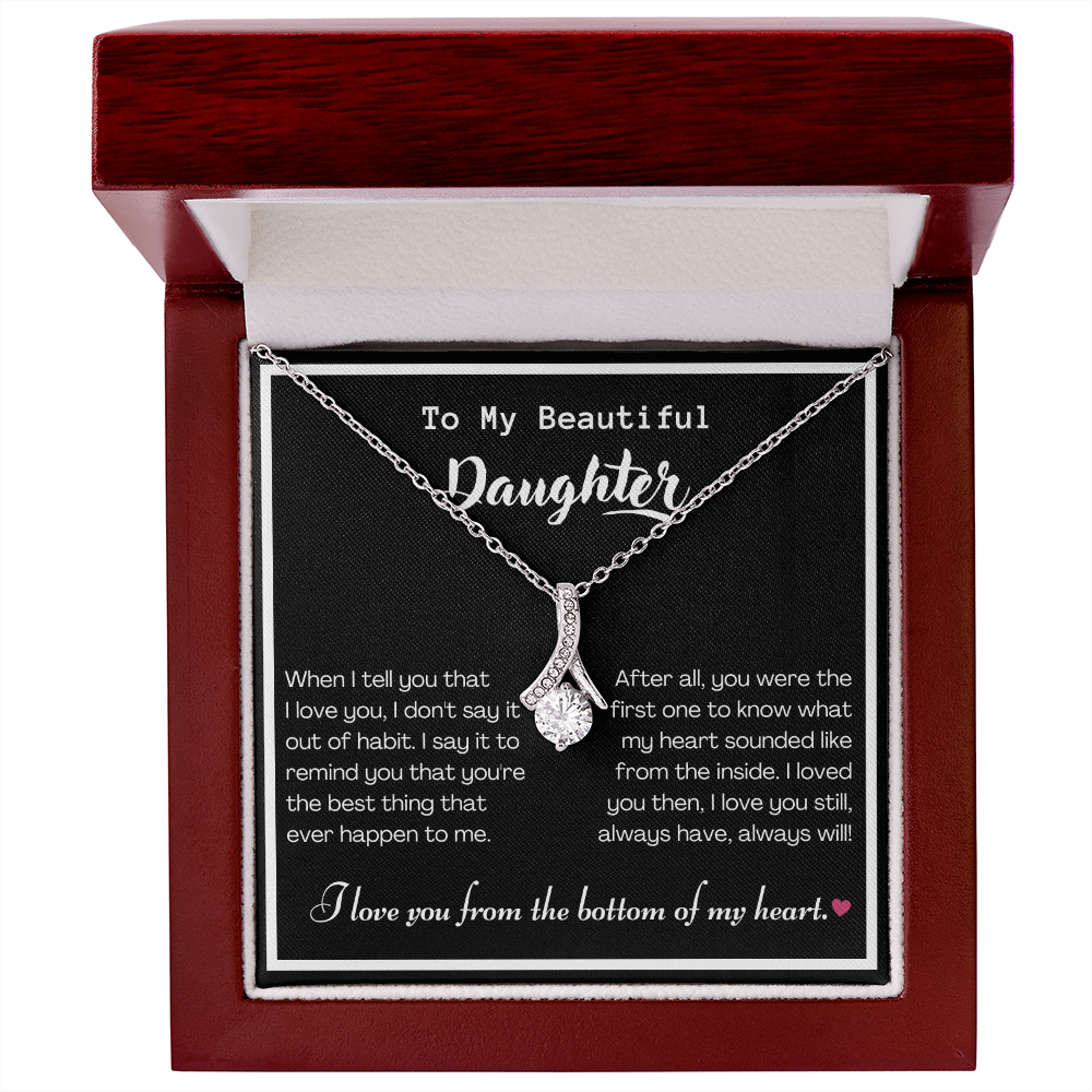 To my Beautiful Daughter, Alluring Beauty Yellow and White Gold Necklace with Message card
