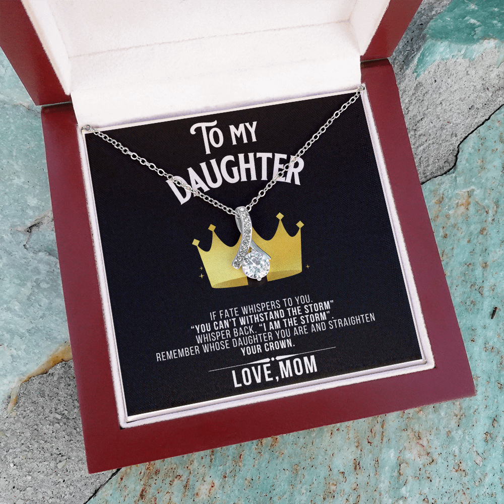 Alluring Beauty To my Daughter Yellow and White Gold Necklace with Message card
