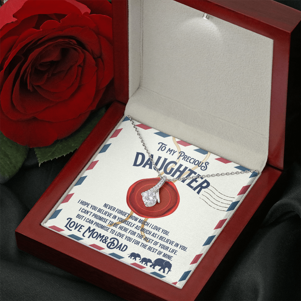 To my precious Daughter, Alluring Beauty Yellow and White Gold Necklace with Message card