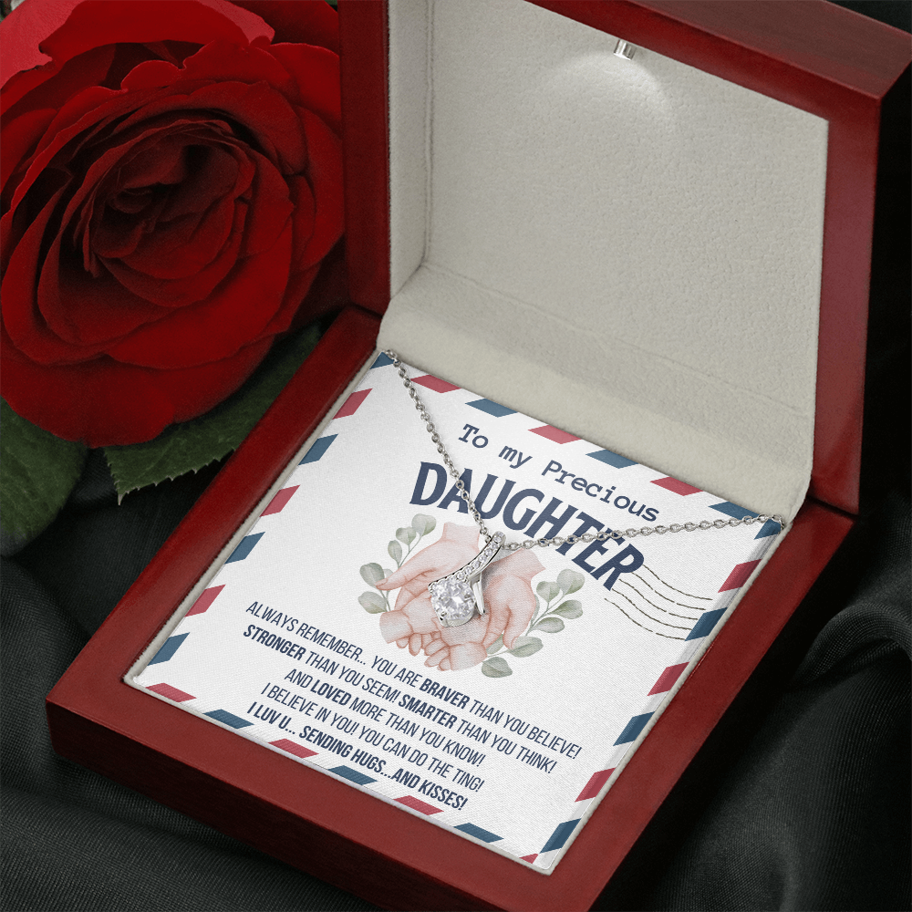 To my Precious Daughter, Alluring Beauty Yellow and White Gold Necklace with Message card