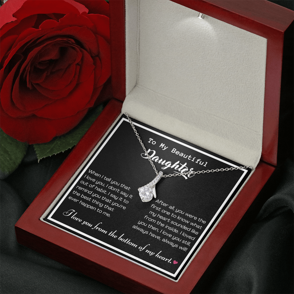 To my Beautiful Daughter, Alluring Beauty Yellow and White Gold Necklace with Message card