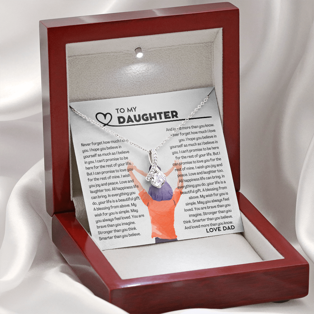 To my Daughter from Dad, Alluring Beauty Yellow and White Gold Necklace with Message card