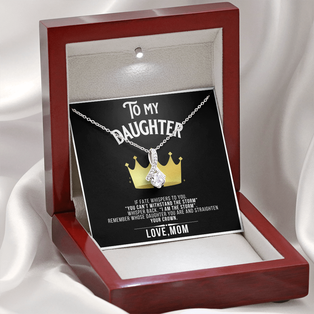 Alluring Beauty To my Daughter Yellow and White Gold Necklace with Message card