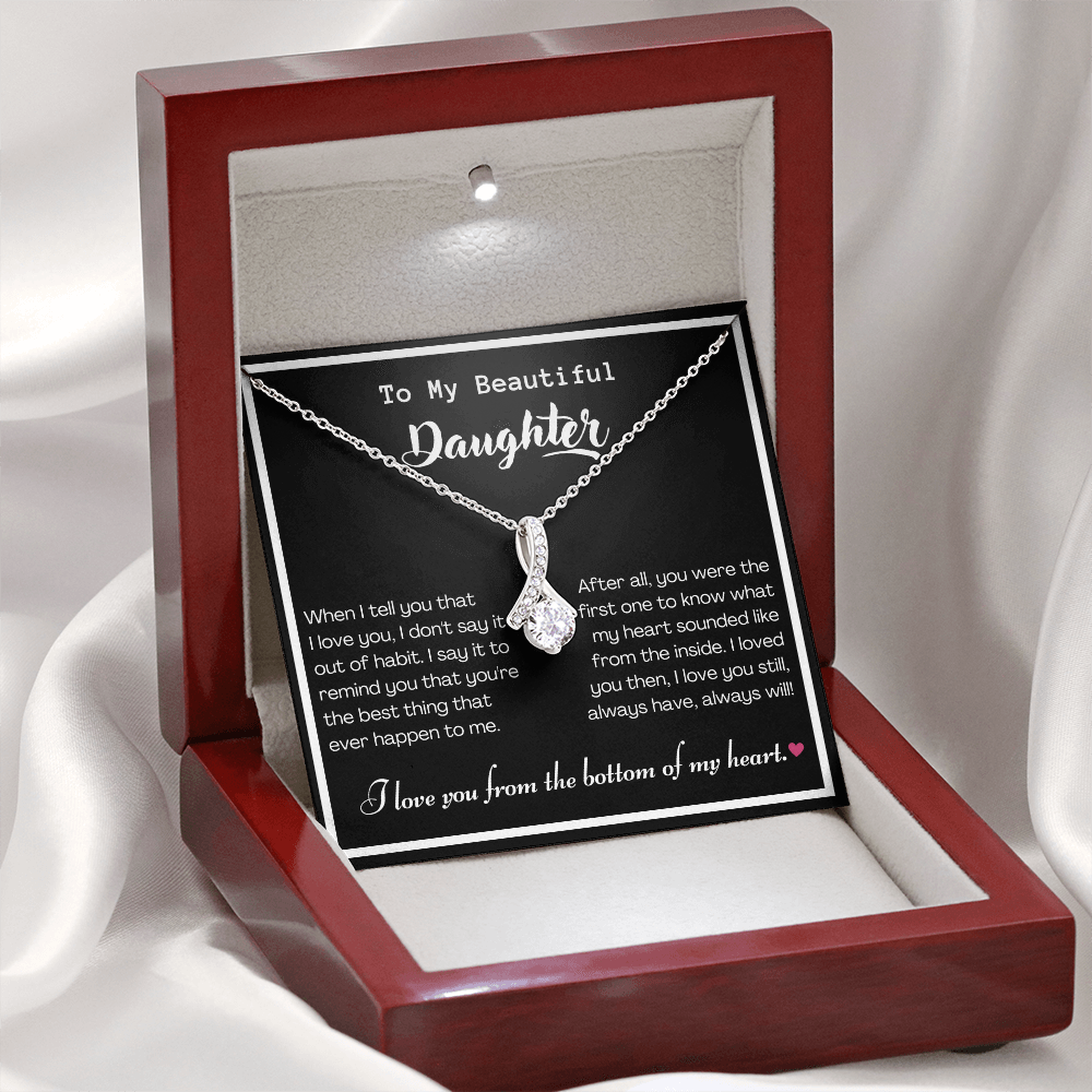 To my Beautiful Daughter, Alluring Beauty Yellow and White Gold Necklace with Message card