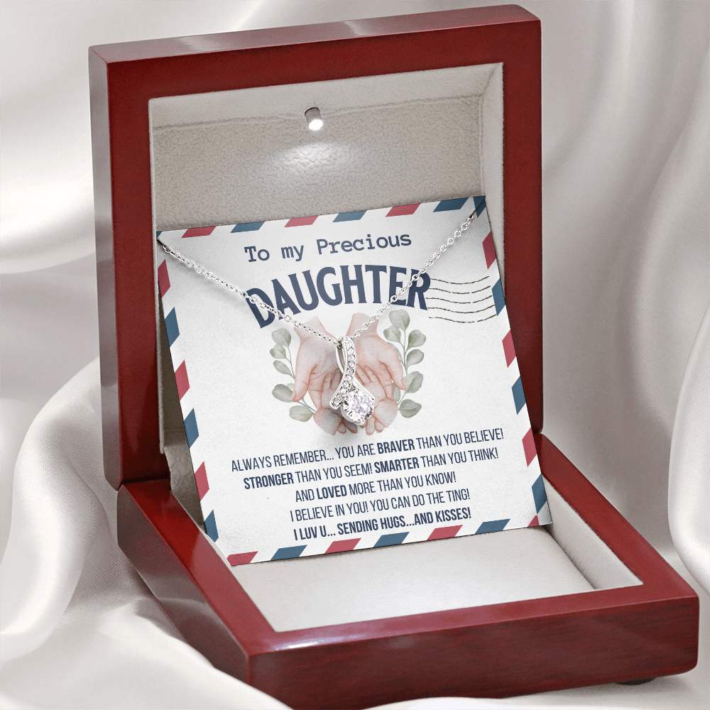 To my Precious Daughter, Alluring Beauty Yellow and White Gold Necklace with Message card