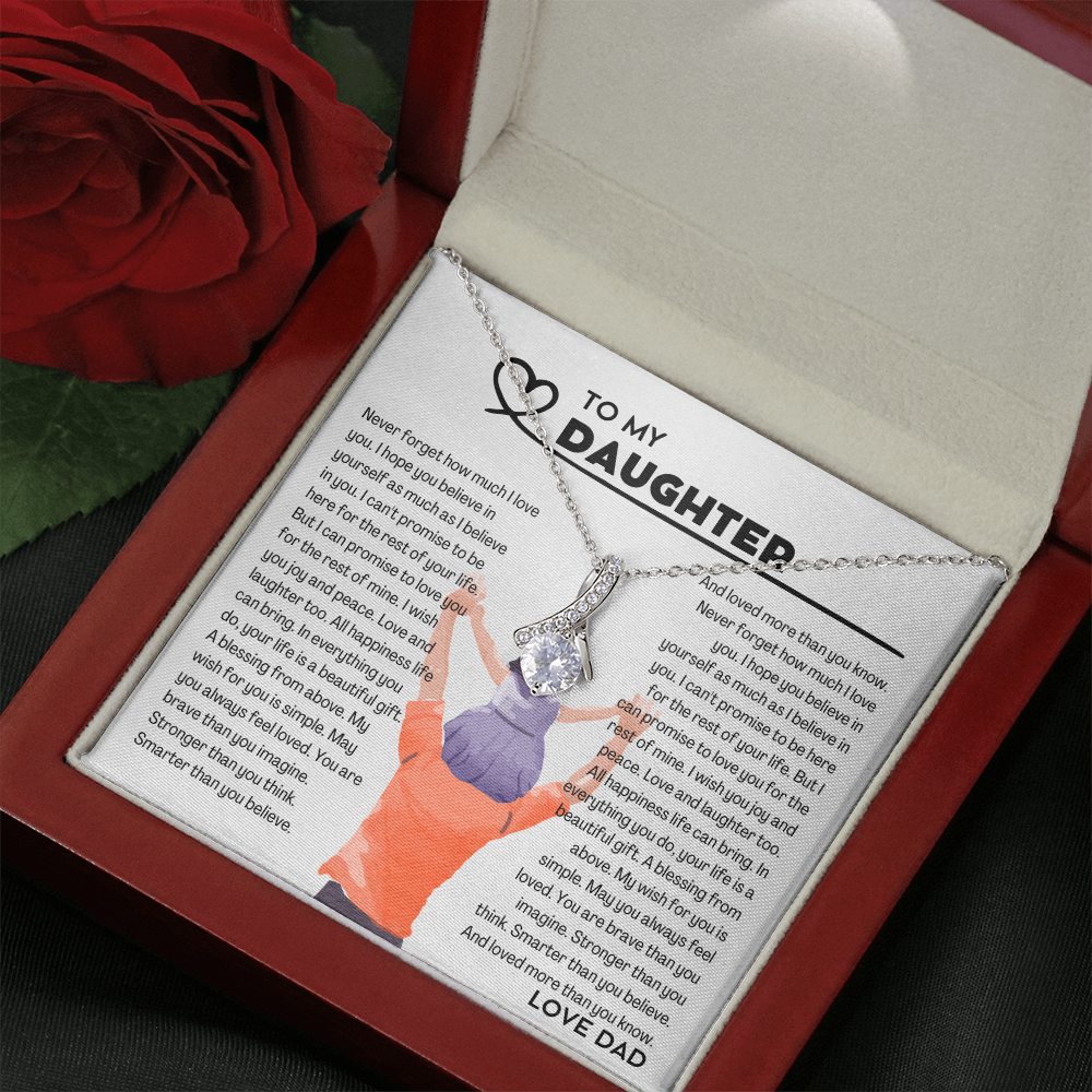 To my Daughter from Dad, Alluring Beauty Yellow and White Gold Necklace with Message card